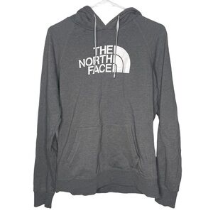 The North Face grey and white pullover hoodie size M with front pocket